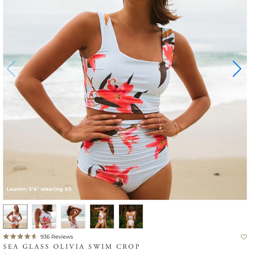 Albion Fit Floral Swim Crop Top and High-Waist Bottoms